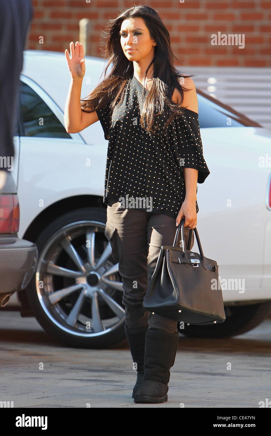 Kim Kardashian is seen wearing Ugg boots and an Hermes Birkin bag as she  heads to a studio in Culver City. Los Angeles, California - 28.12.10 Stock  Photo - Alamy