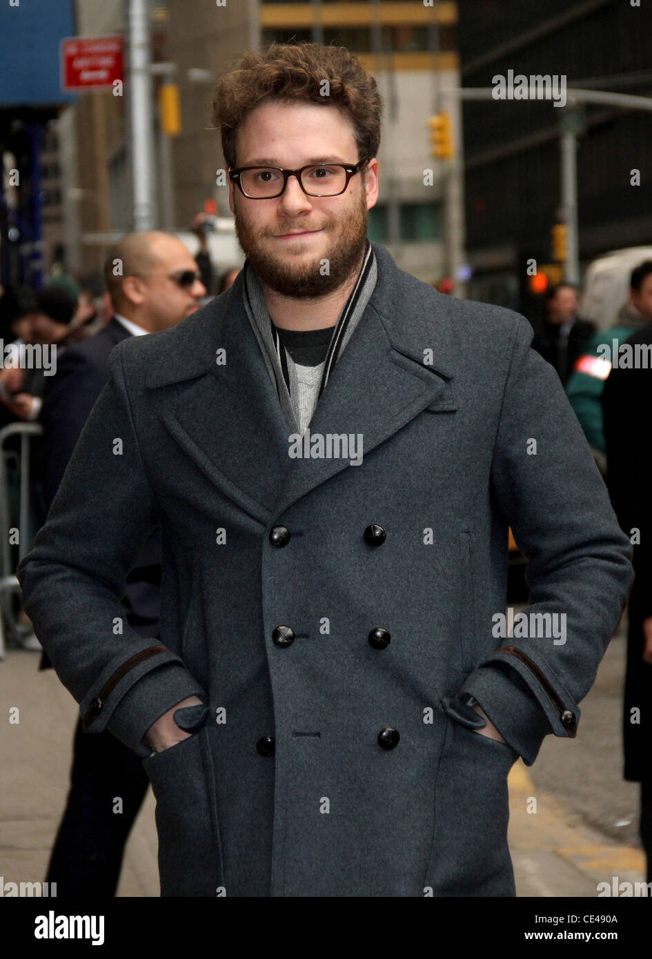 Seth Rogen outside The Ed Sullivan Theater for 'The Late Show with David Letterman'.  New York City, USA - 06.01.11 Stock Photo