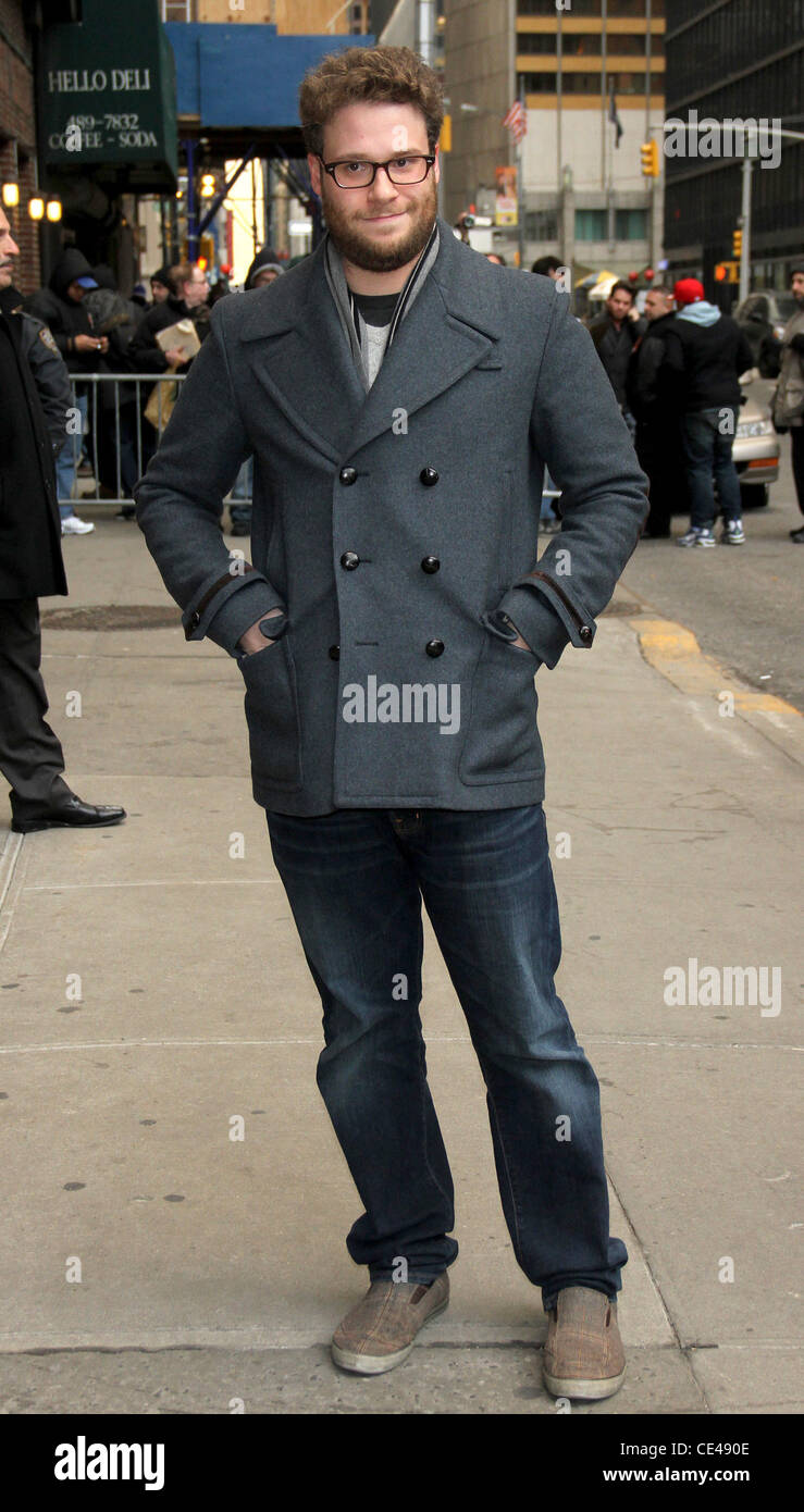 Seth Rogen outside The Ed Sullivan Theater for 'The Late Show with David Letterman'.  New York City, USA - 06.01.11 Stock Photo