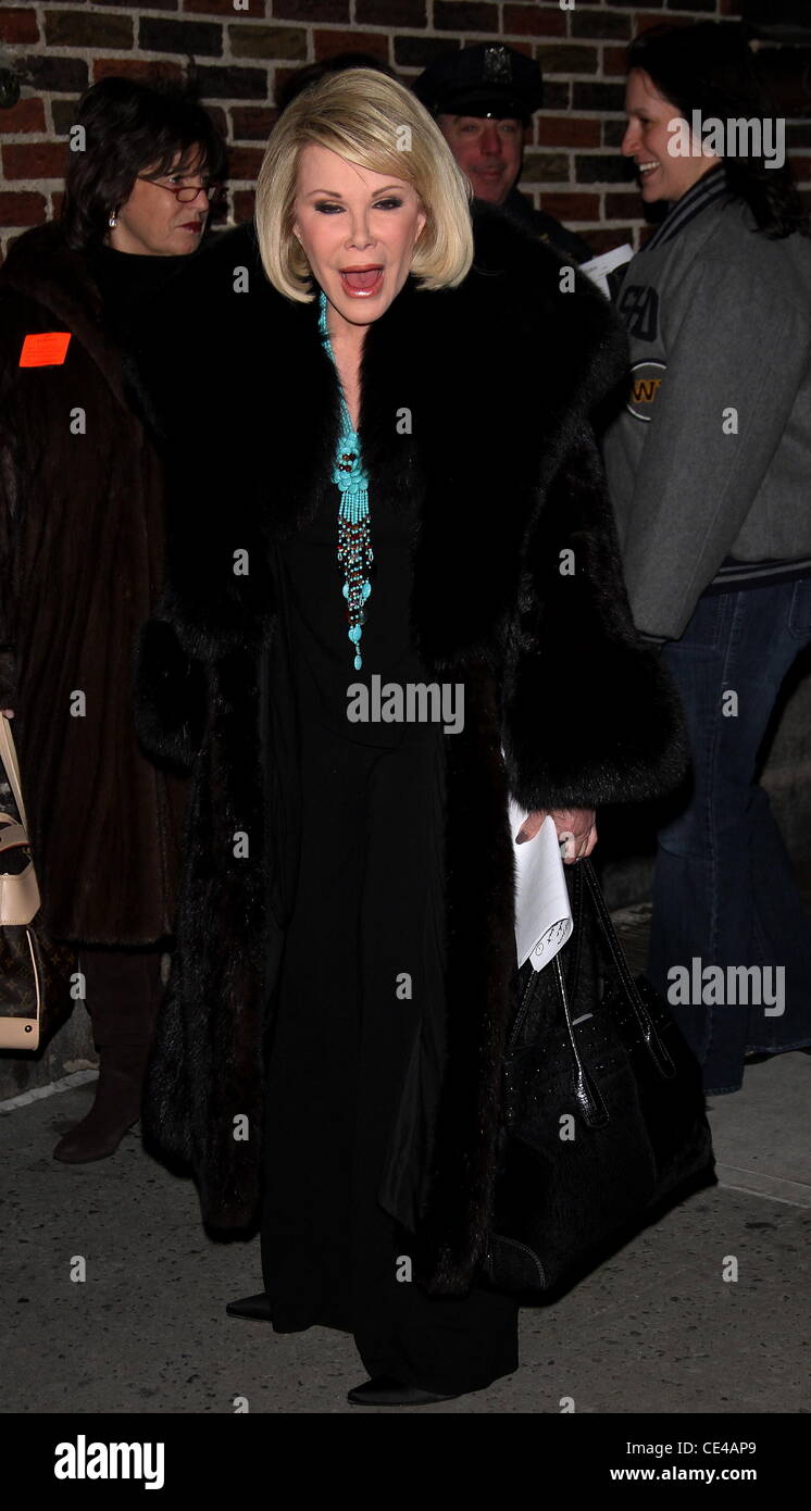 Joan Rivers Celebrities outside The Ed Sullivan Theater for 'The Late