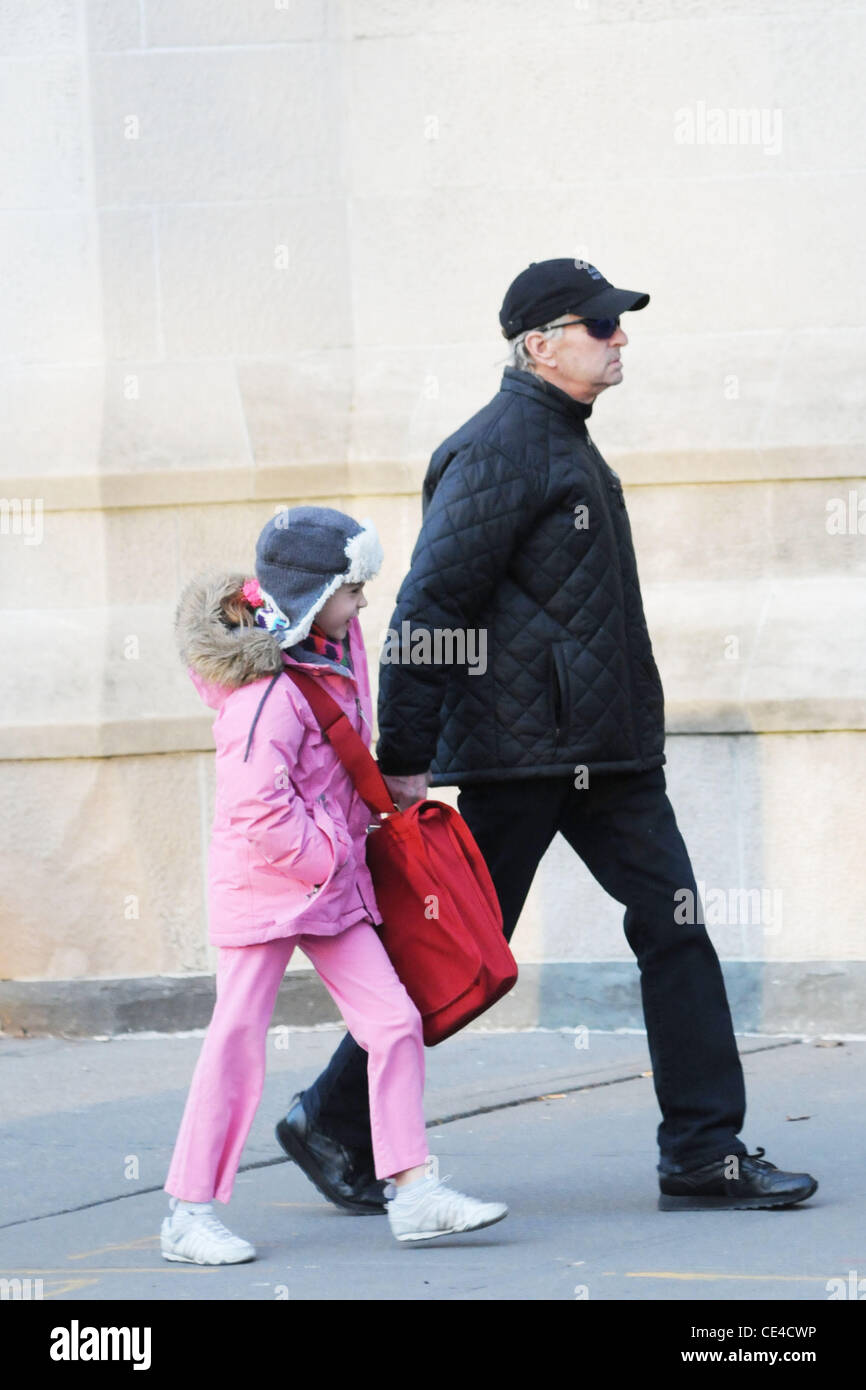 Michael Douglas walks his daughter, Carys Zeta Douglas, to school New