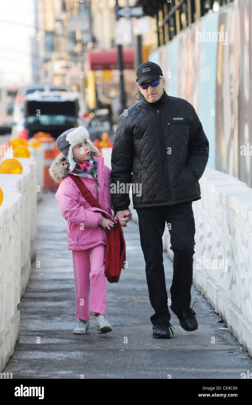 Michael Douglas walks his daughter, Carys Zeta Douglas, to school New