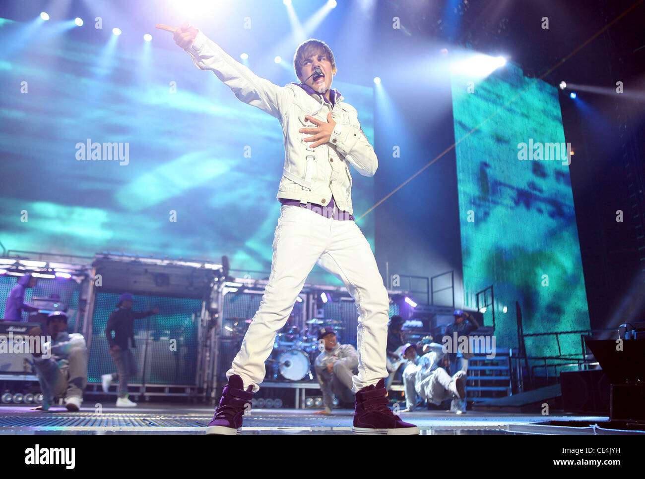 Singer Justin Bieber Performs On Stage During His My World Tour