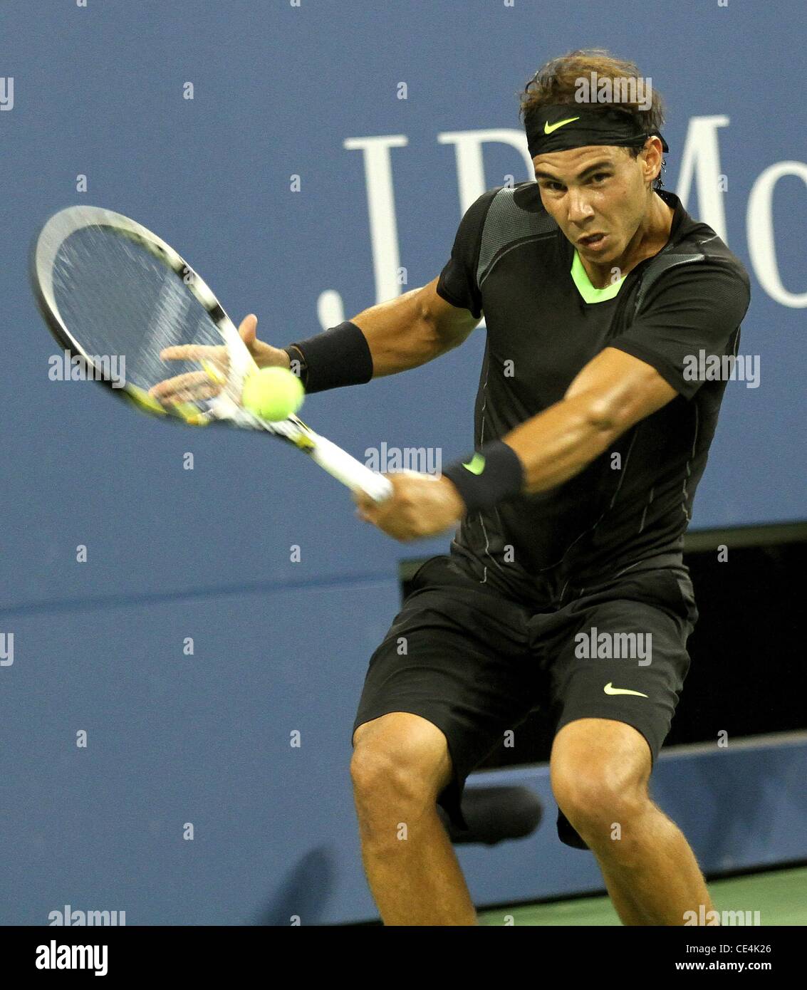 Rafael Nadal of Spain defeats Teymuraz Gabashvili of Russia during their first round men's singles match on day two of the 2010 U.S. Open at the USTA Arthur Ashe Stadium in Flushing Queens, New York City, USA - 31.08.10 Stock Photo