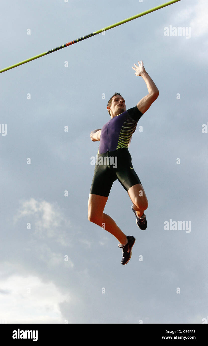 France's Renaud Lavillenie in the Pole Vault during the Aviva London