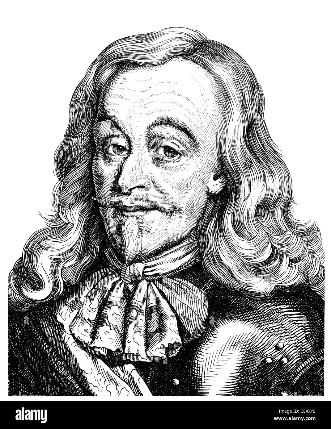 Historical drawing of the 19 th century, Ernst I the Pious, 1601 - 1675, Wettin, Duke of Saxe-Gotha Stock Photo