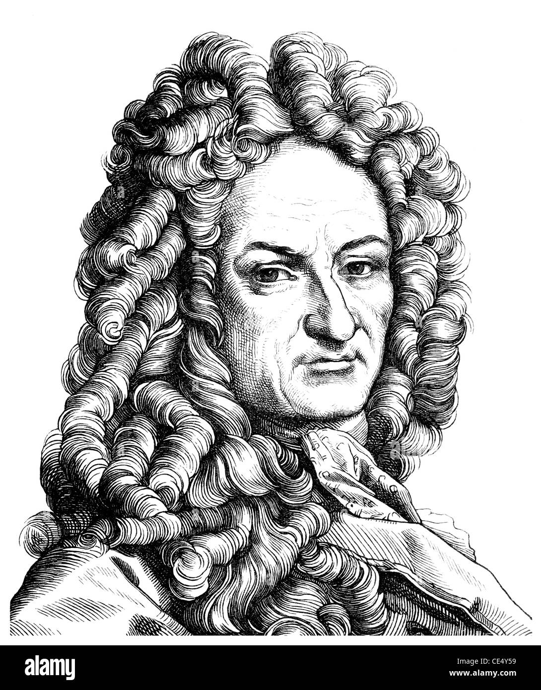 Gottfried Wilhelm Leibniz, 1646 - 1716, a German philosopher and scientist, mathematician, diplomat, physicist, historian Stock Photo
