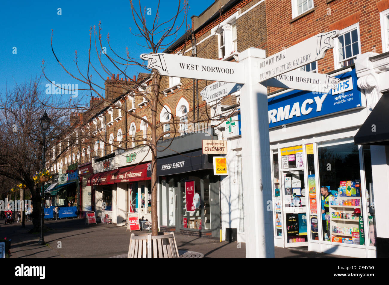 Shopping centre at Dulwich Village, South London. Stock Photo