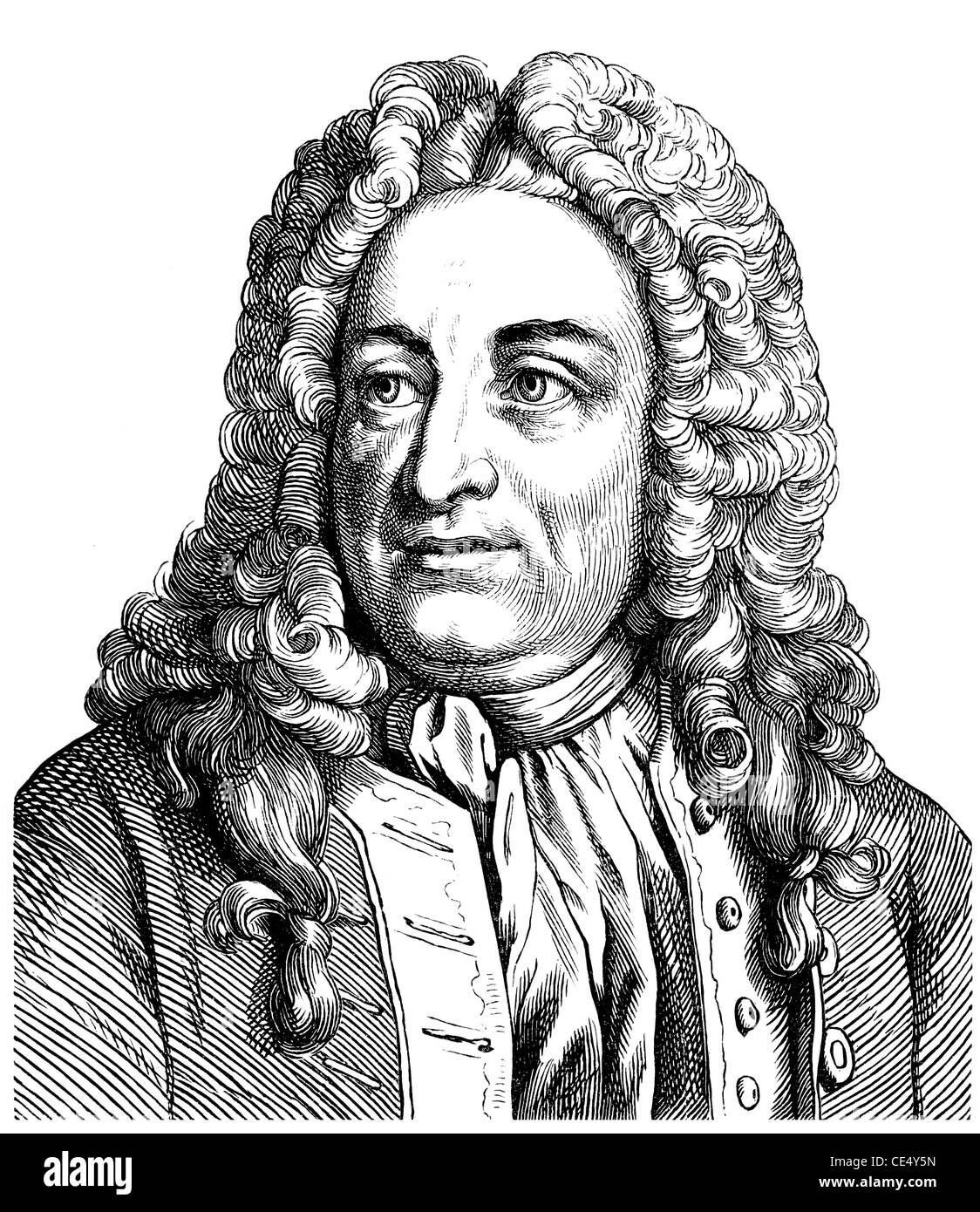 Christian Freiherr von Wolff or Chrétien Wolf, 1679 - 1754, a German polymath, lawyer and mathematician and philosopher Stock Photo