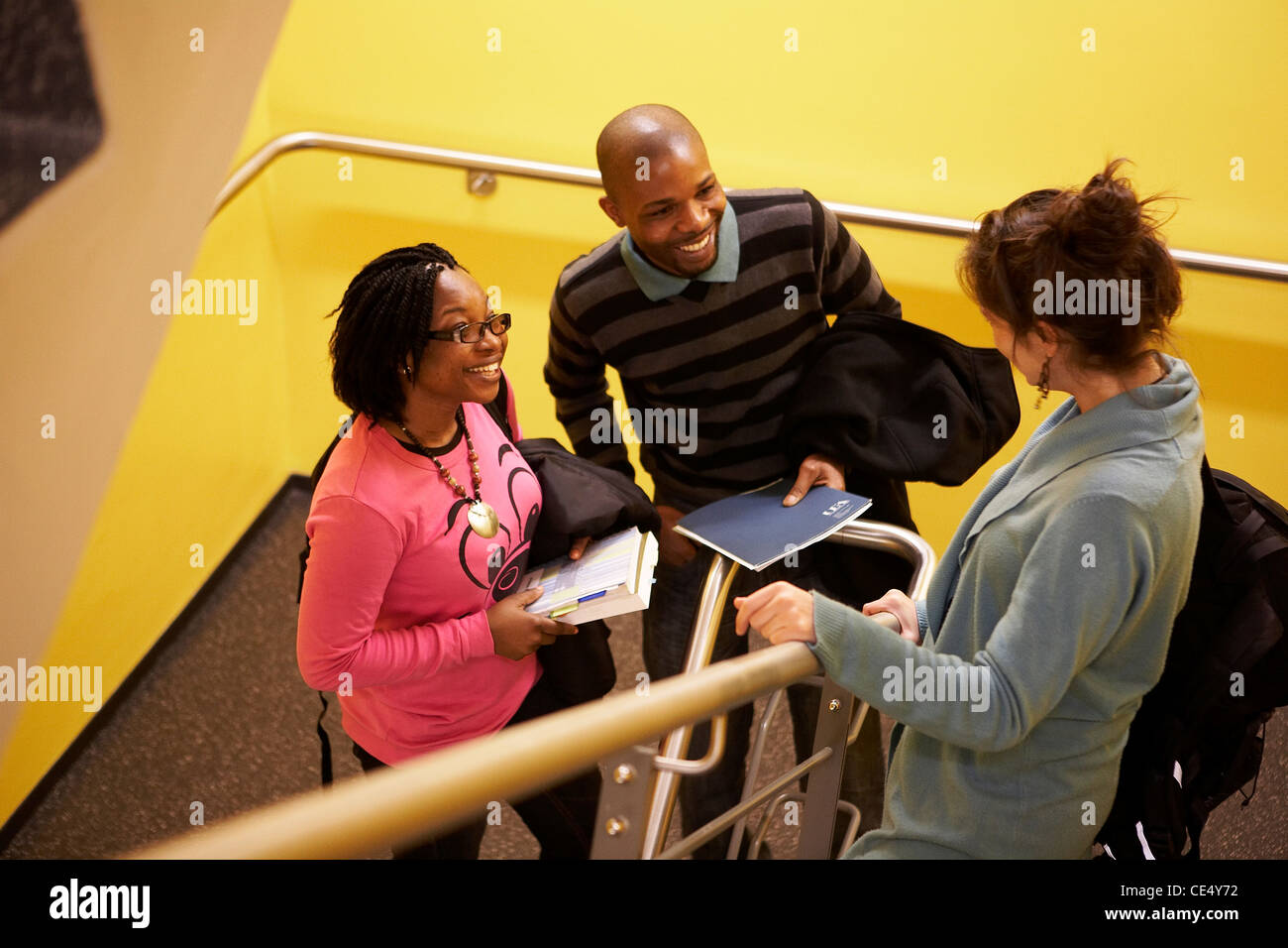 students in a university corridor Stock Photo