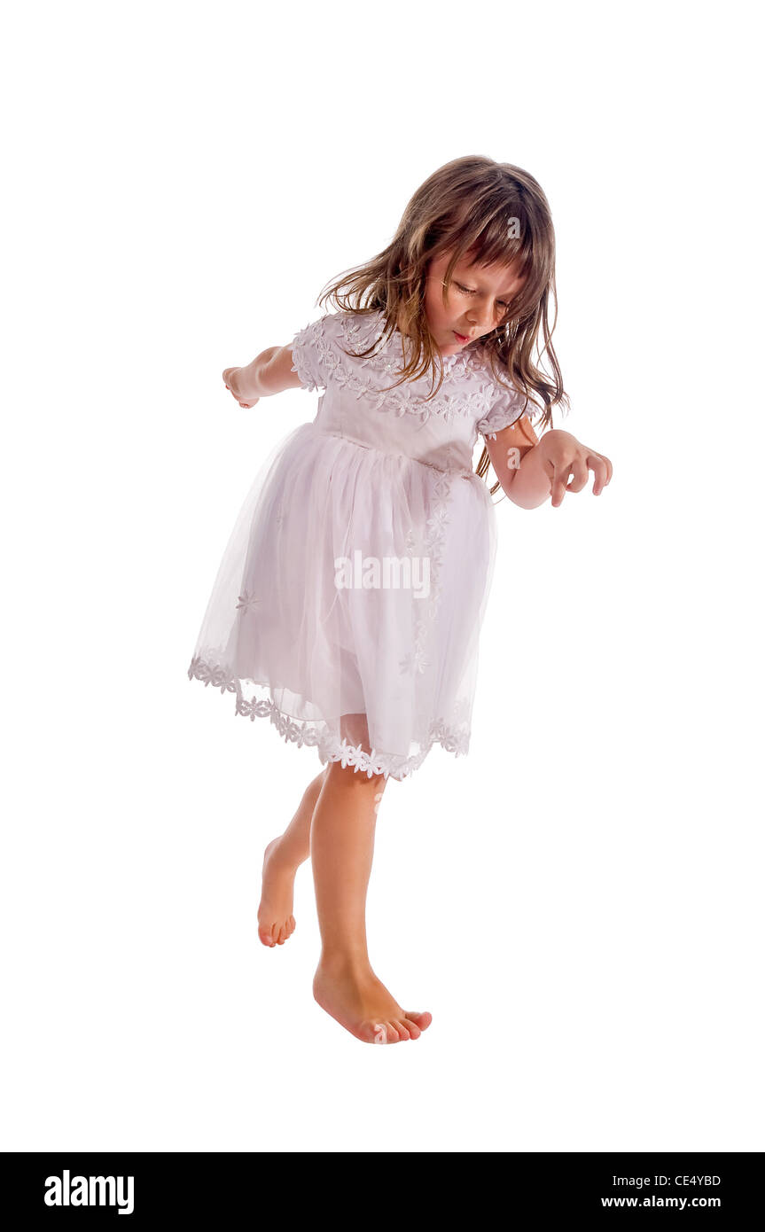 Cute little girl isolated on white background Stock Photo - Alamy