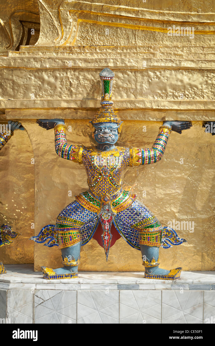 Guardian statue at Wat Phra Kaeo, the Royal Grand Palace, Bangkok,Thailand Stock Photo