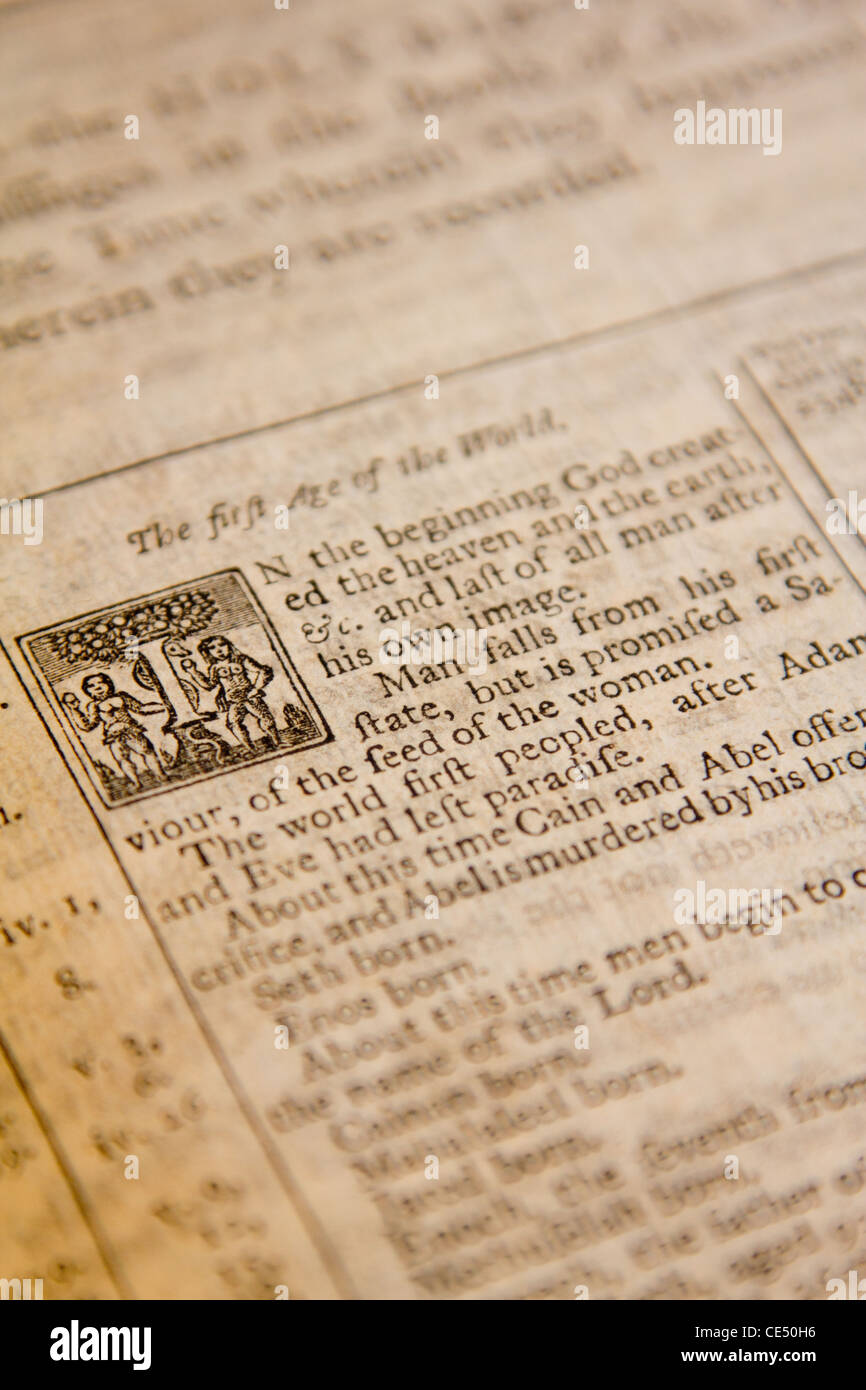 King James Bible Adam and Eve illustration Stock Photo