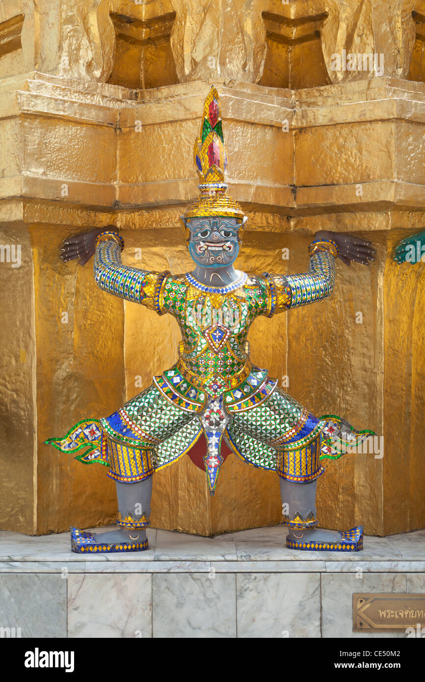 Guardian statue at Wat Phra Kaeo, the Royal Grand Palace, Bangkok,Thailand Stock Photo