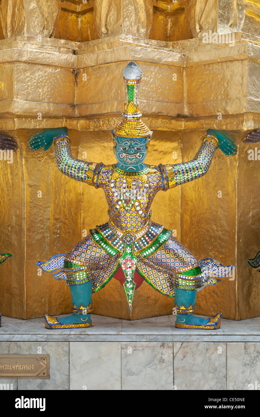 Guardian statue at Wat Phra Kaeo, the Royal Grand Palace, Bangkok,Thailand Stock Photo