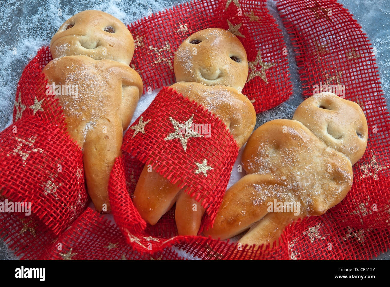 Grittibänz - the Swiss version of the man's mare yeast dough with raisins and sugar.  Stock Photo