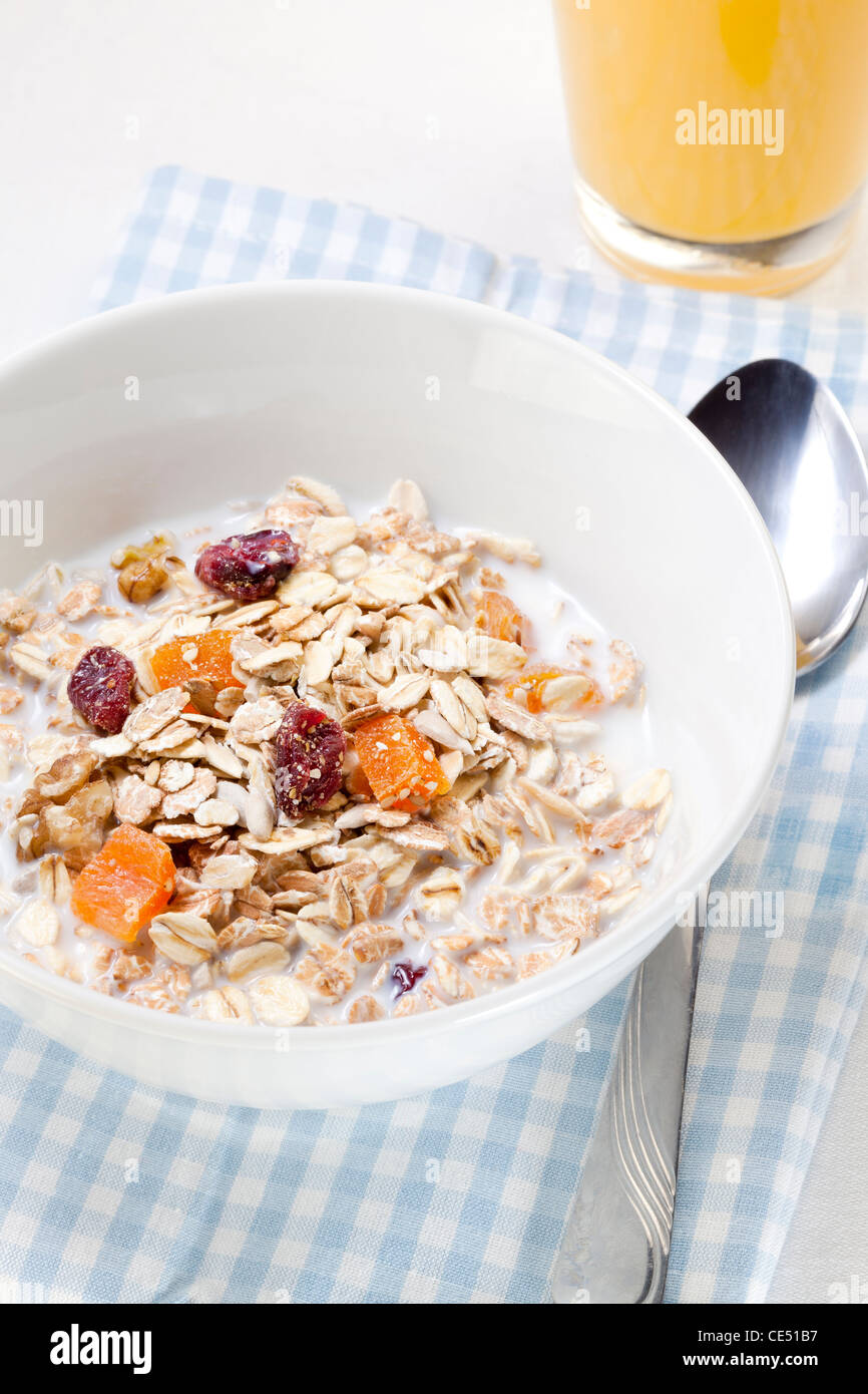bowl of muesli with milk Stock Photo Alamy