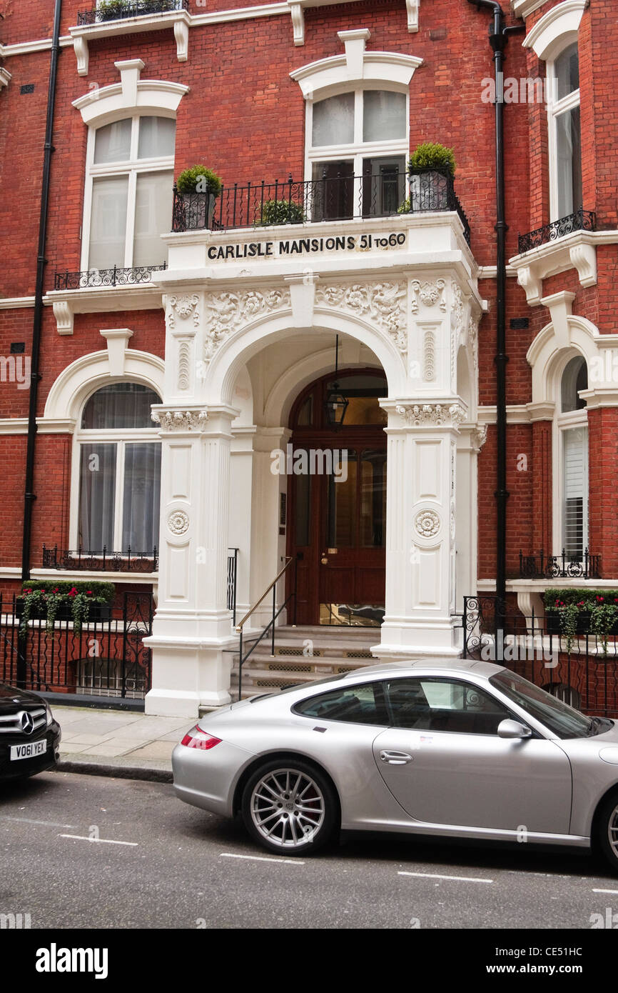 Exterior of Carlisle Mansions, residential flats, London, UK Stock