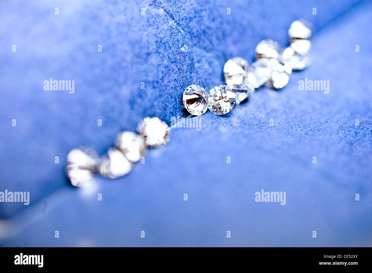 rough and polished diamonds prepared in India Stock Photo