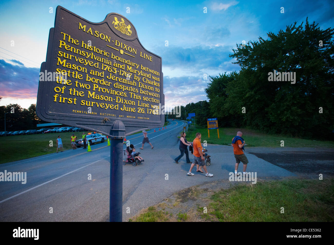 Mason Dixon Line sign marker Stock Photo Alamy
