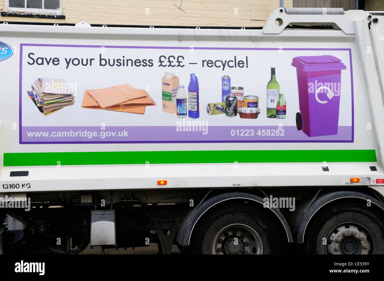 Recyclable Waste Collection Vehicle, Cambridge, England, UK Stock Photo