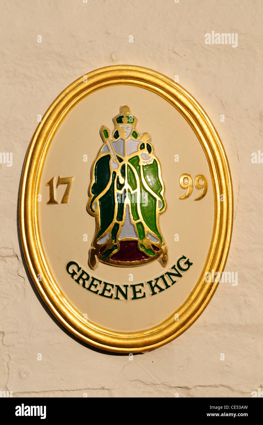 Greene King Brewery Sign, Camvridge, England, UK Stock Photo
