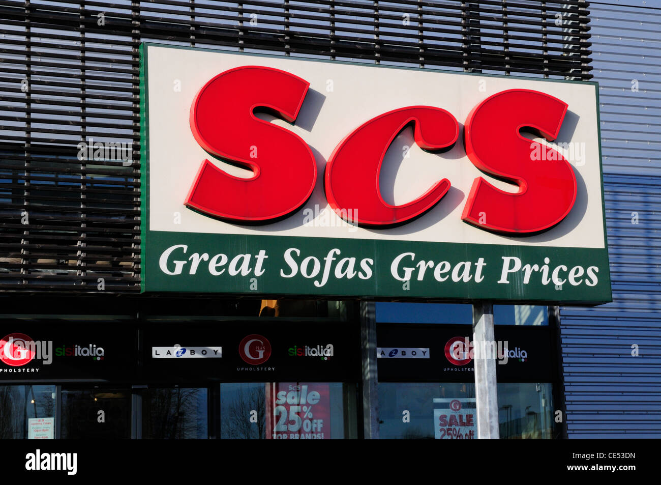SCS Furniture, Sofa Shop sign, Cambridge, England, UK Stock Photo