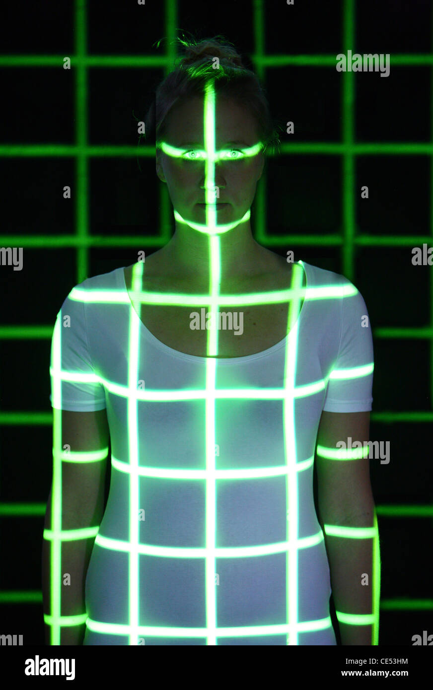Biometric, symbol photo. Automatic face detection, by a laser scanner ...