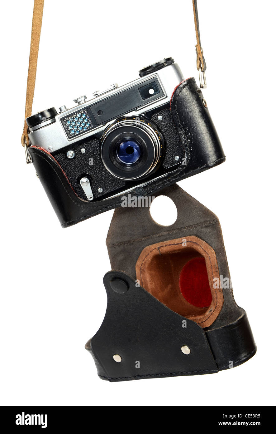 old retro photo camera isolated on white background Stock Photo - Alamy