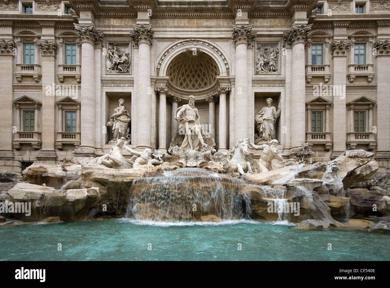 The Trevi Fountain, situated in the Trevi district in Rome, Italy, has become one of the most famous fountains in the world Stock Photo