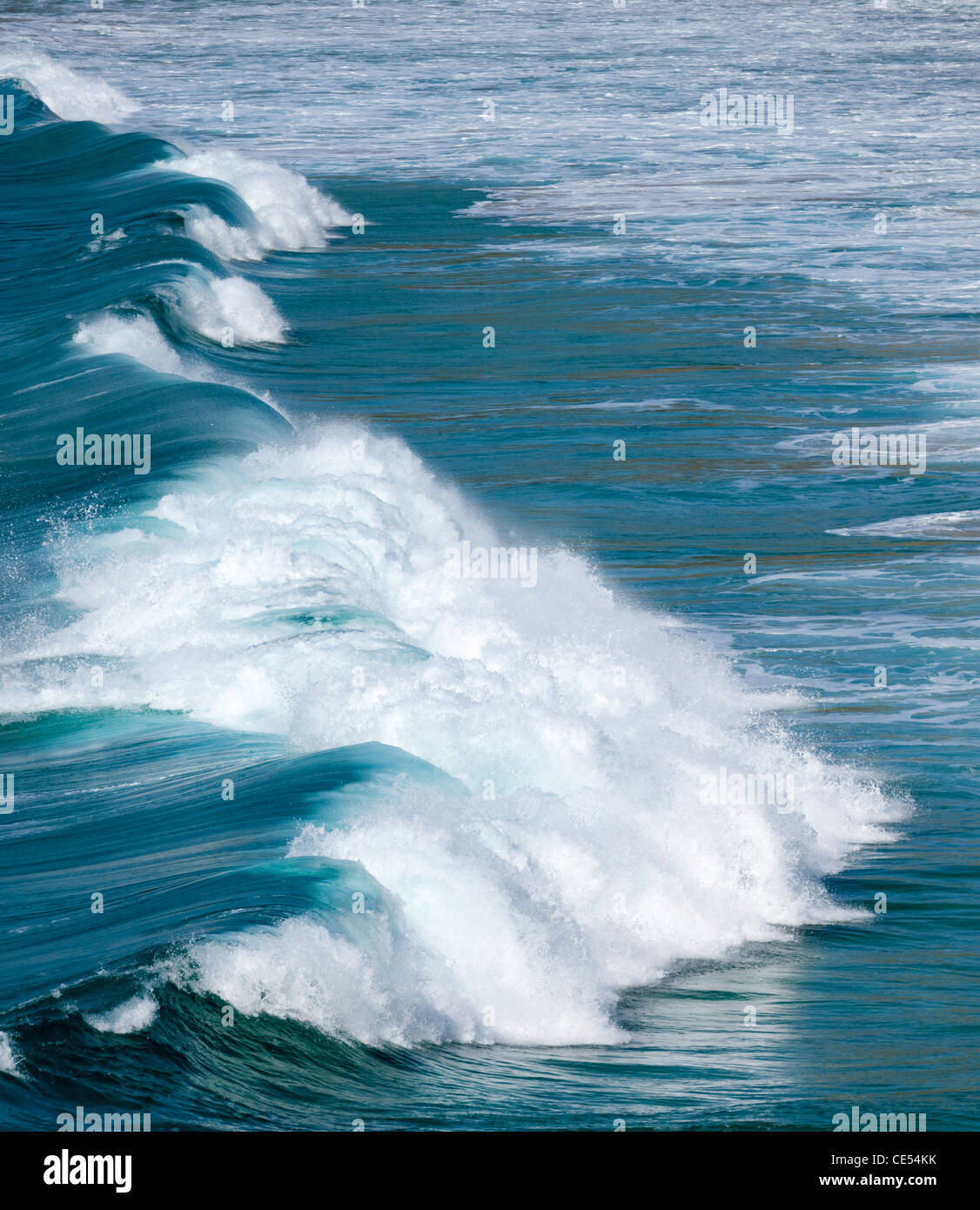 Breaking Atlantic wave off the coast of West Cornwall Stock Photo