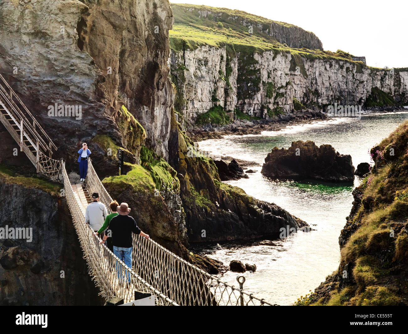 CarrickaRede Rope Bridge, Co. Antrim, Northern Ireland Stock Photo