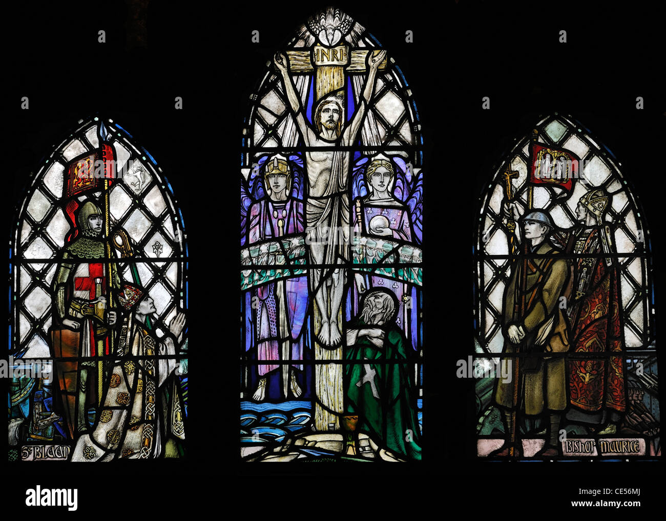Stained glass (Douglas Strachan) commemorating the sacrifice of soldiers in the First Great War (1914-18), Dunblane Cathedral, Scotland Stock Photo