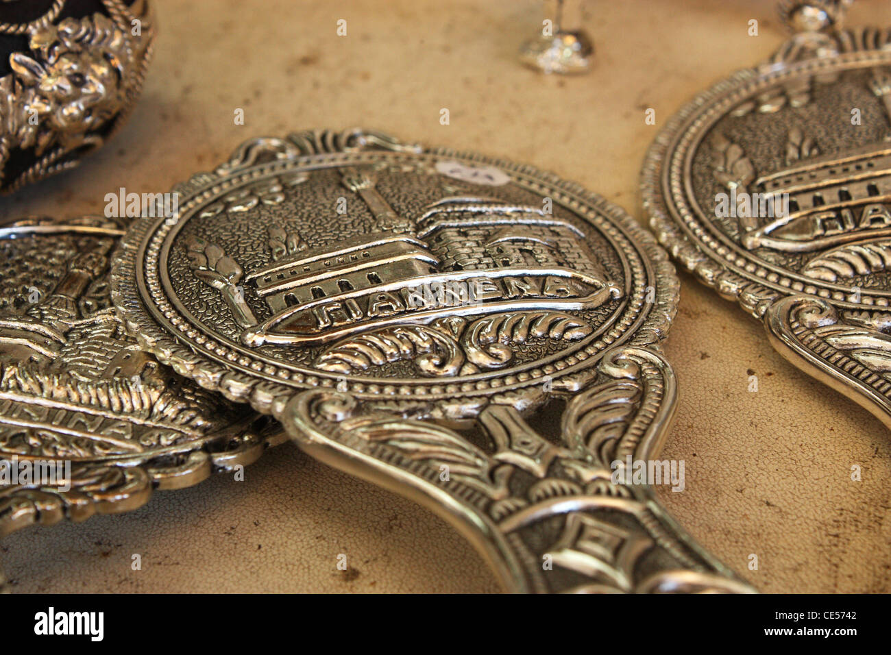 silver-goldsmith craft, shop, islet of pamvotis lake, Ioannina, Epiros, Greece Stock Photo