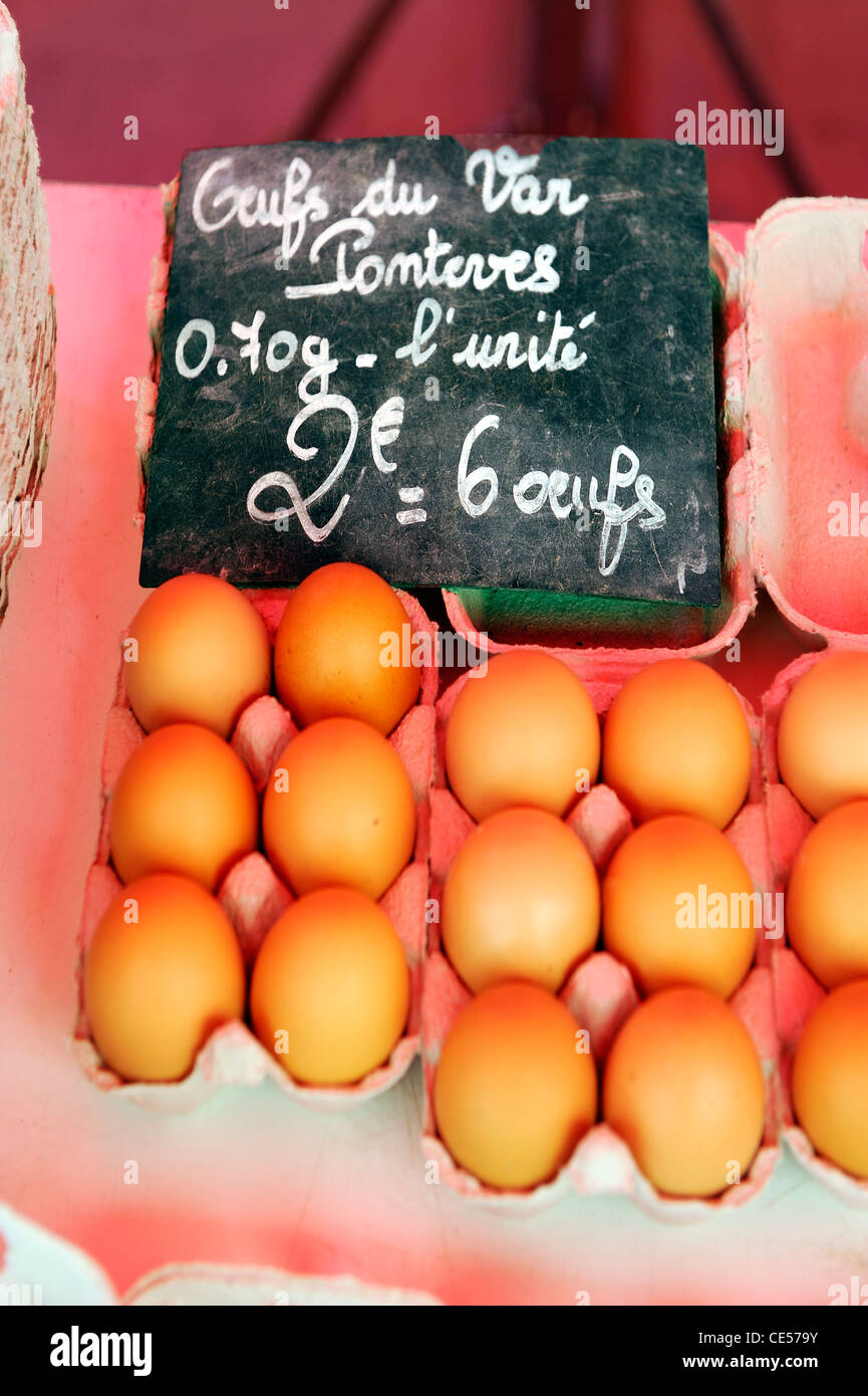 Brown Eggs Display market Toulon France French Riviera Mediterranean