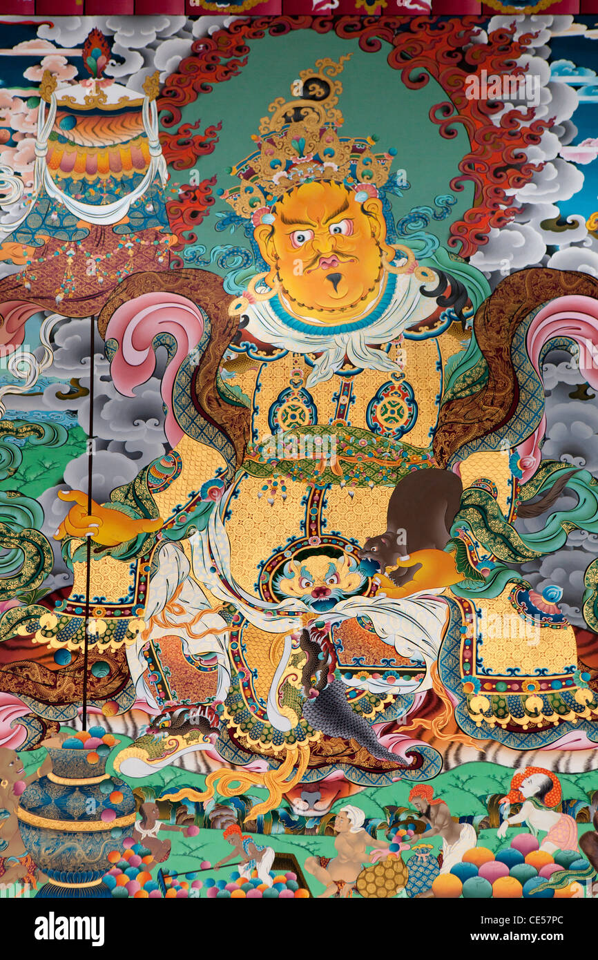 India, Arunachal Pradesh, Tawang, Khinmey Nyingma Monastery, Buddhist art, the Gesar of Ling Stock Photo