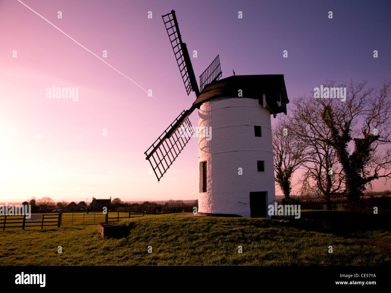 Ashton Windmill near Chapel Allerton in Somerset UK in evening light Stock Photo