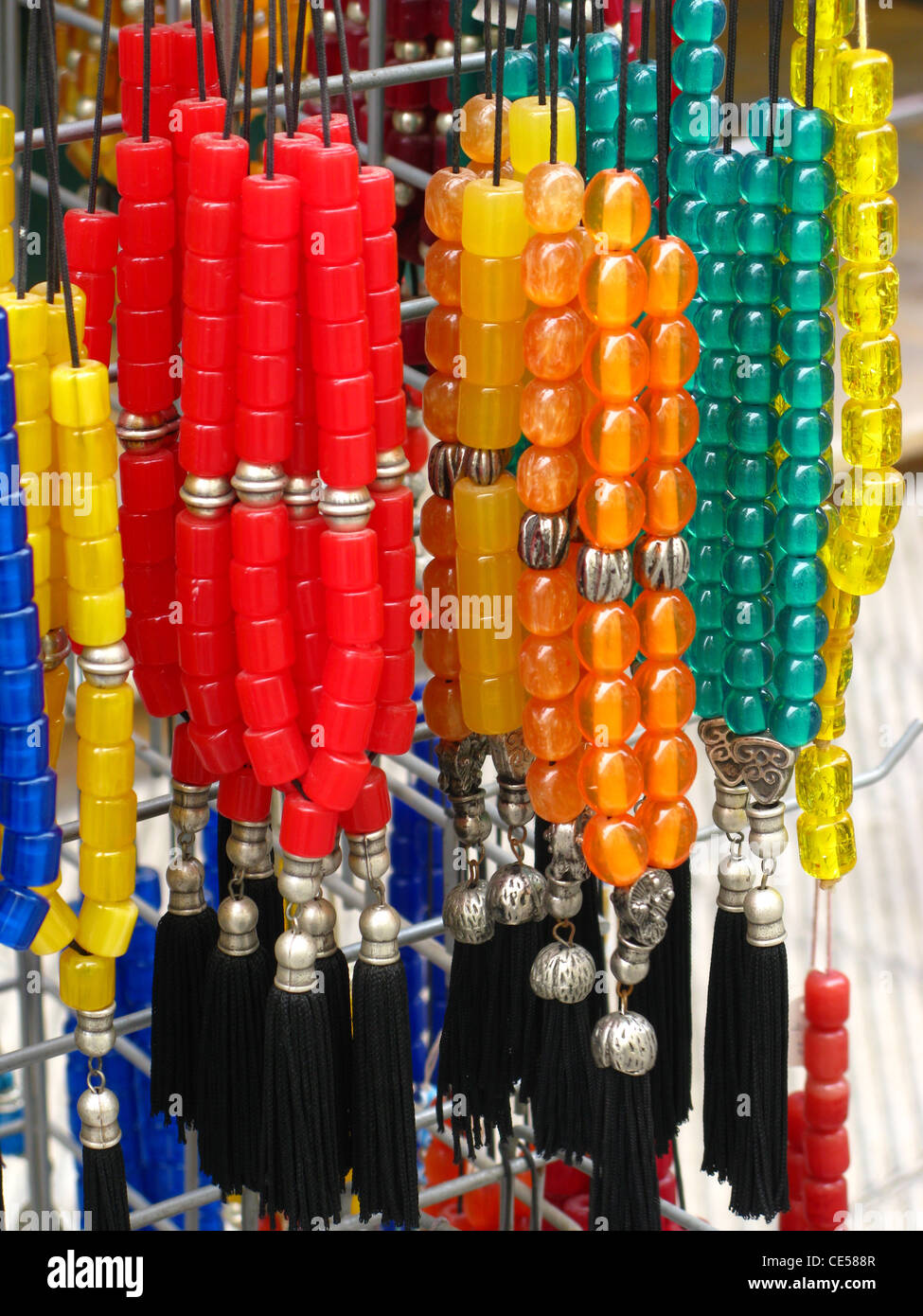 Plaka, Adrianou Street, souvenir shop, komboloi (amber beads) Athens
