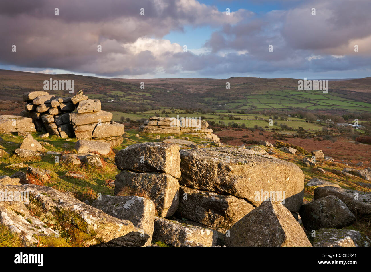 Pew Tor in Dartmoor National Park, Devon, England. Winter (January) 2012. Stock Photo