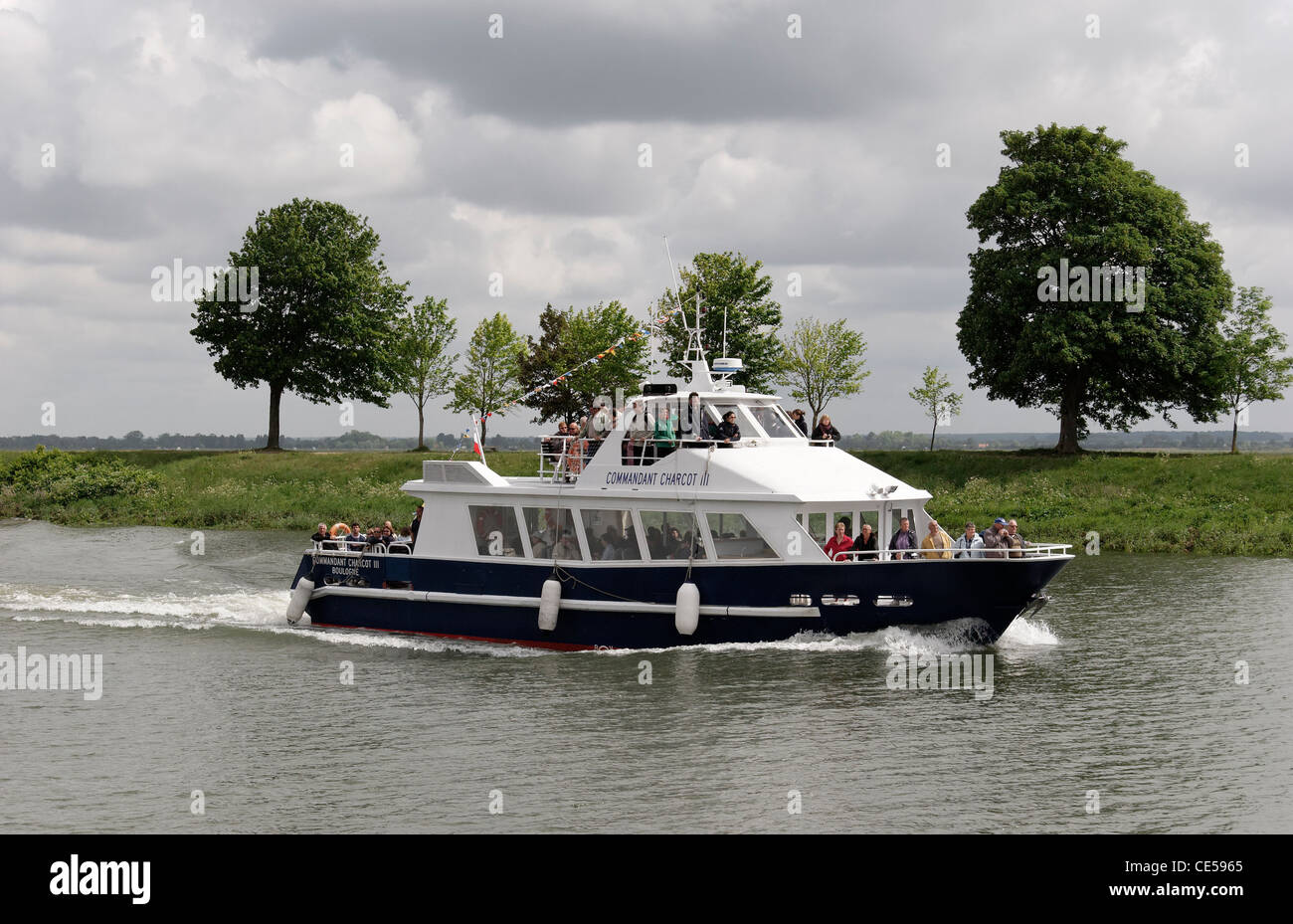 Pleasure boat near (bateau de plaisance à proximité) Saint-Valery-sur-Somme. Stock Photo