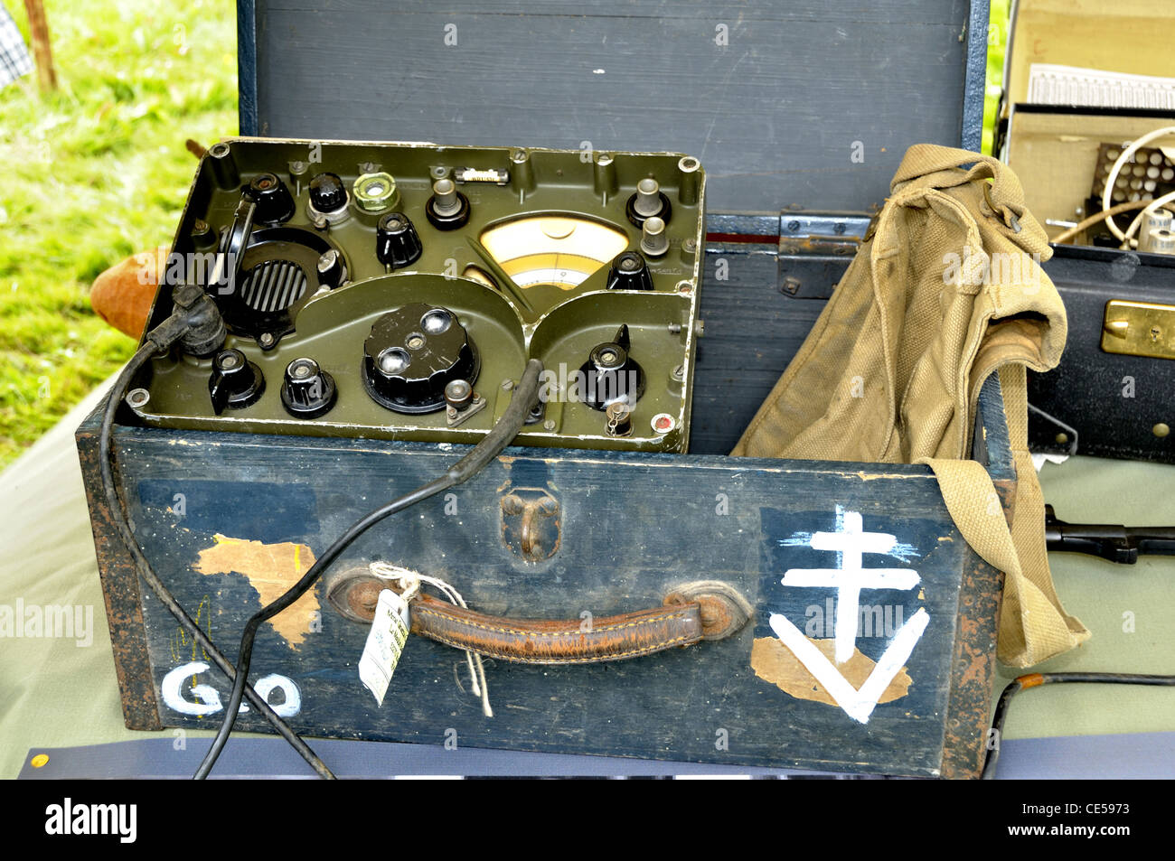 Scene reconstruction, radio equipment of the french resistance,liberation  of the town of Oisseau, World War II (Mayenne, France Stock Photo - Alamy