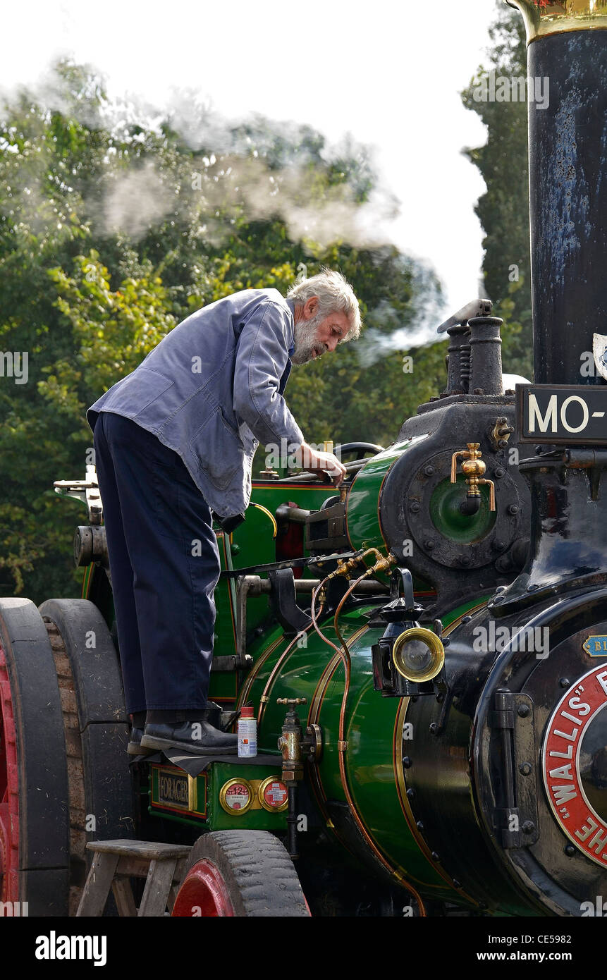 traction engine being worked on at romsey show Stock Photo