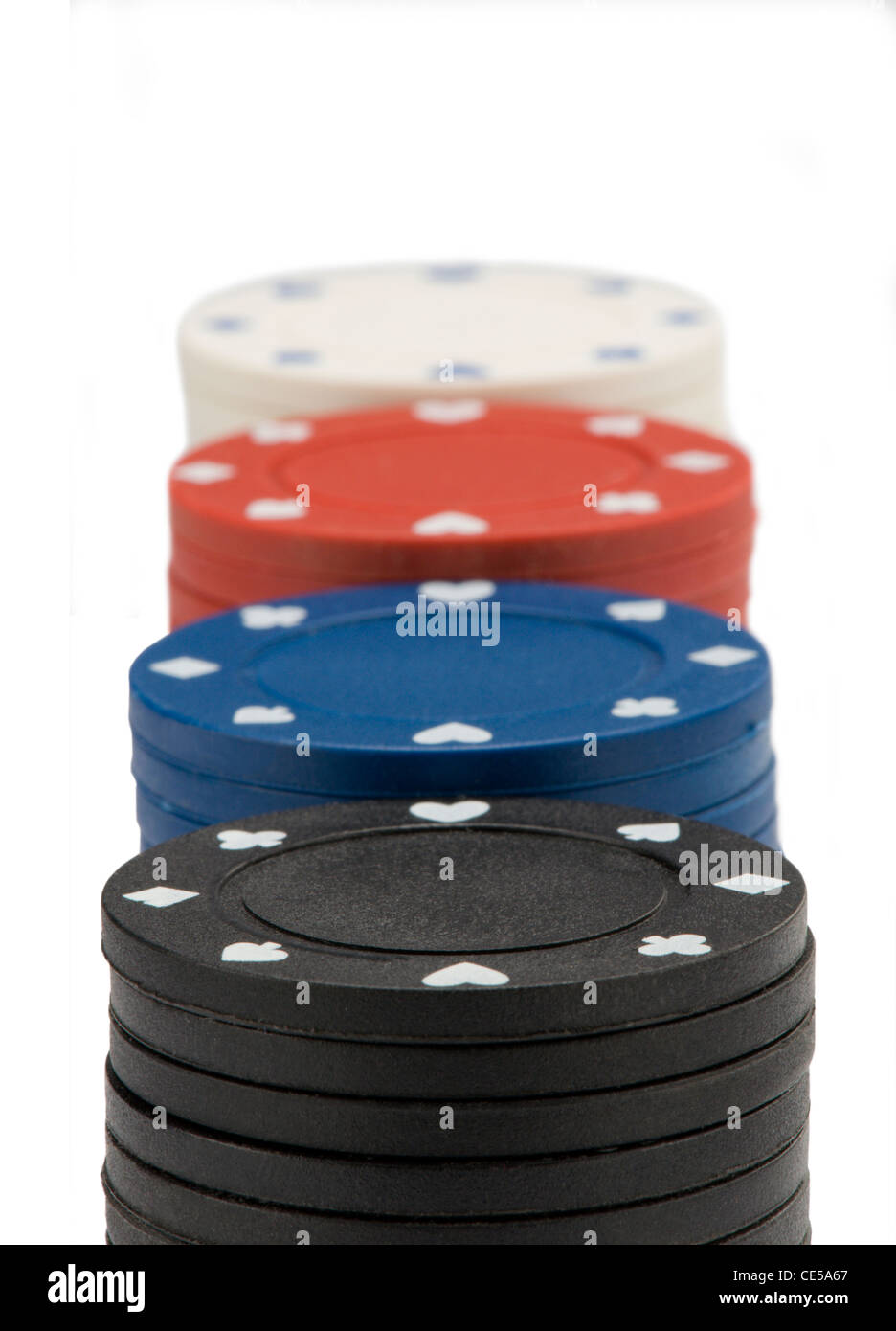Poker chips on white Stock Photo Alamy