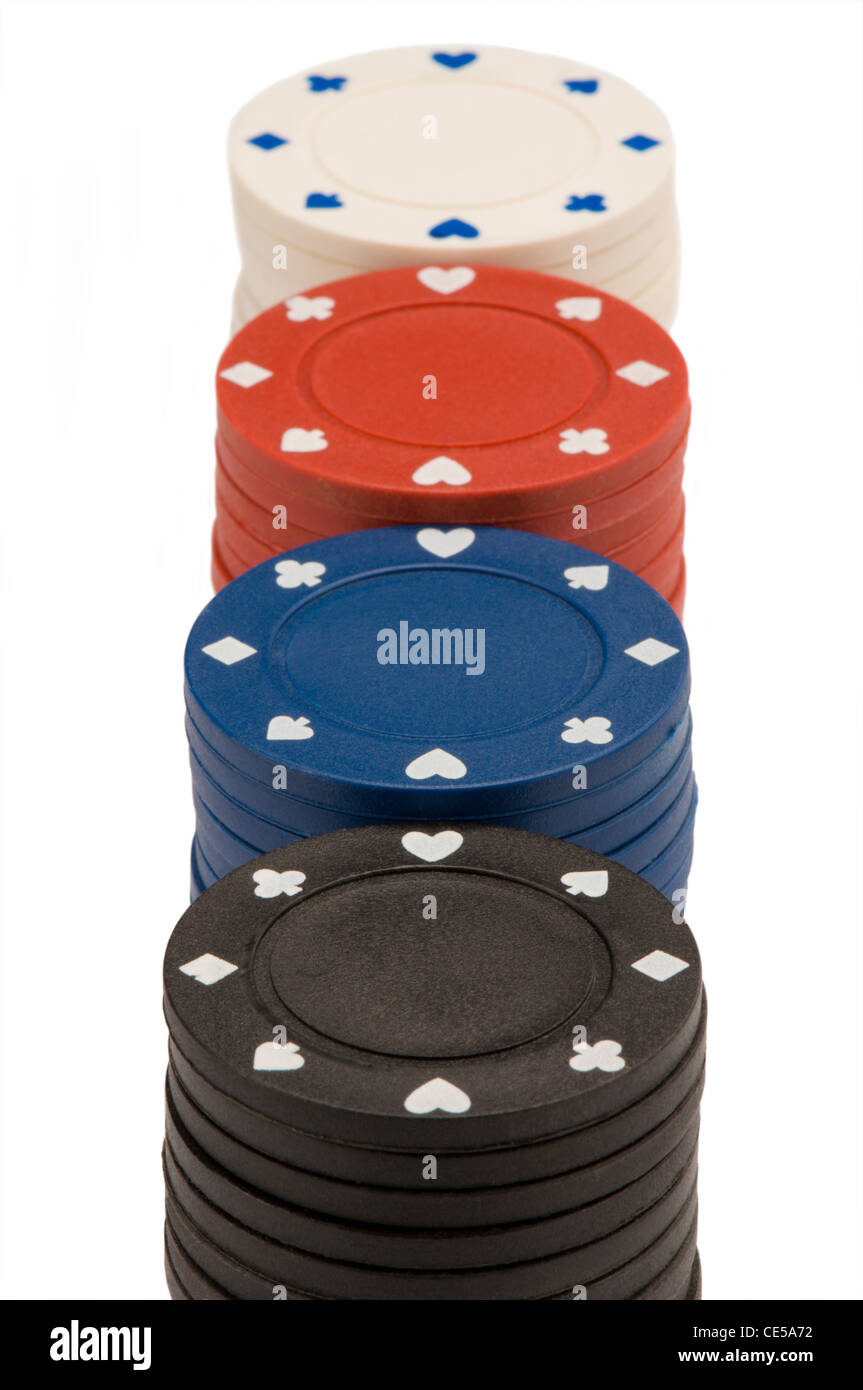 Poker chips on white Stock Photo - Alamy