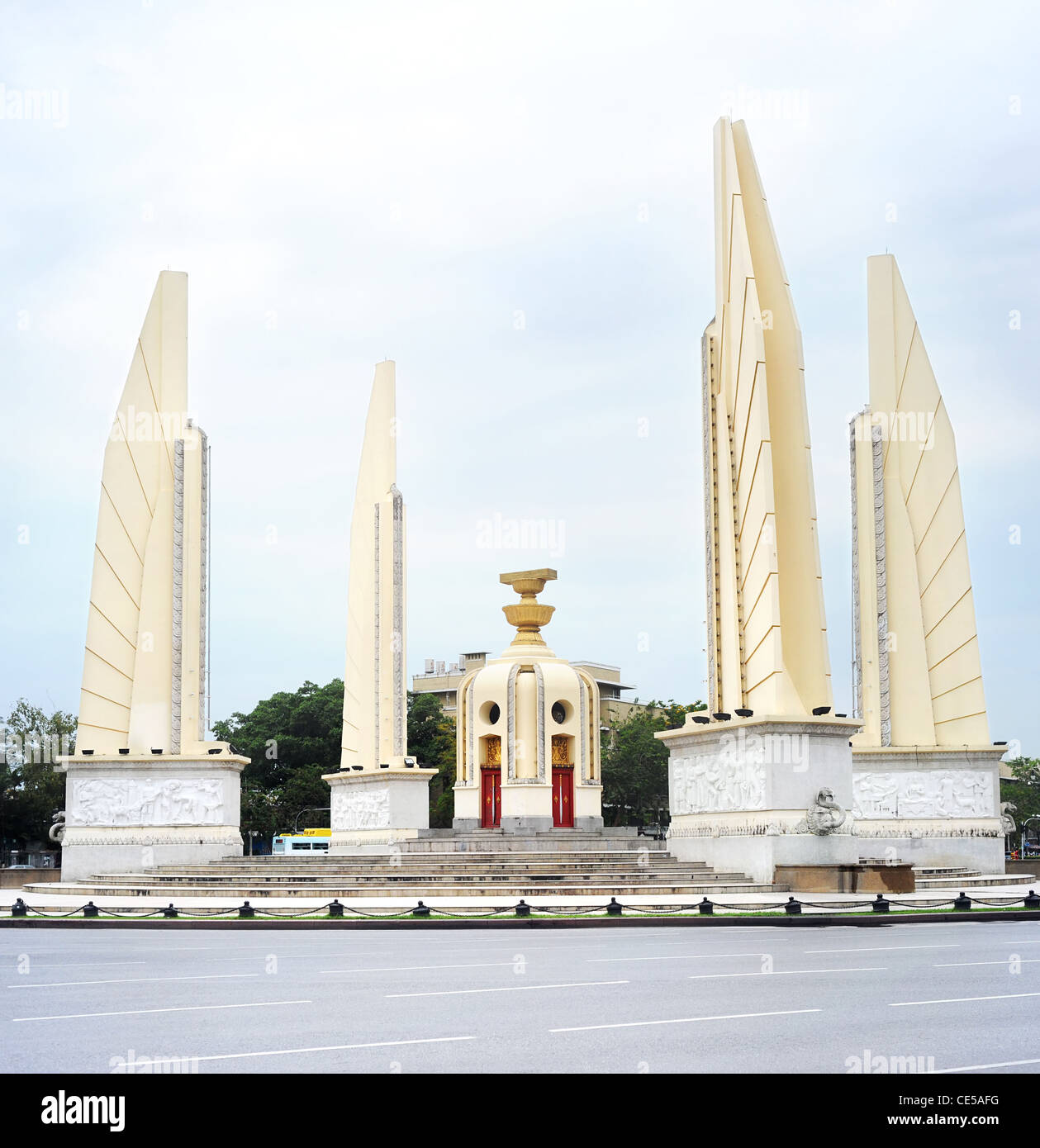 The Democracy Monument (Thai: Anusawari Prachathipatai) is a public monument in the centre of Bangkok, capital of Thailand Stock Photo