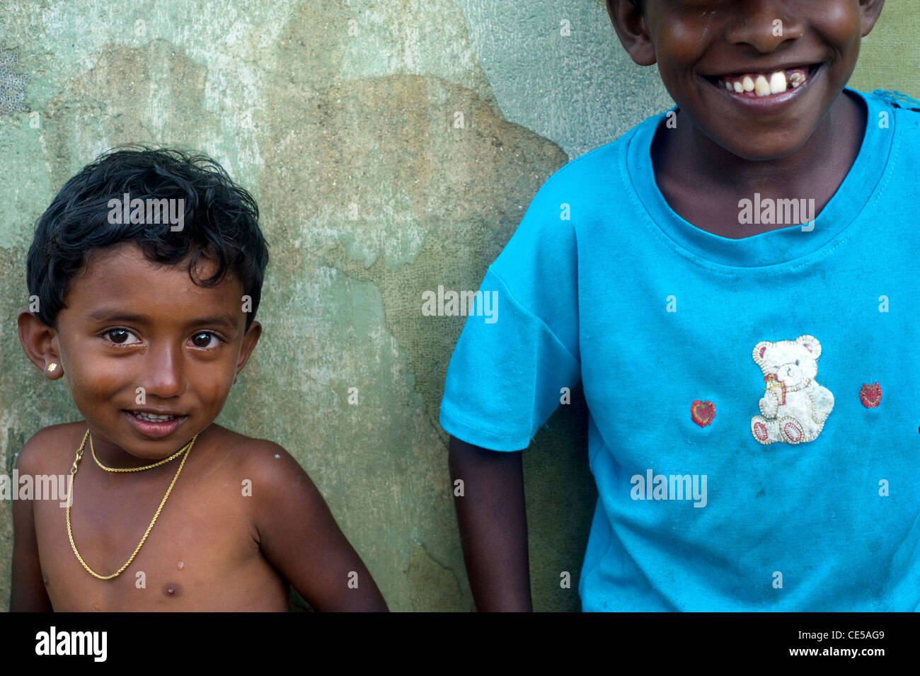 Portrait of a littlel Sri Lankan girl from small village in Sinharaja Rain Forest. Stock Photo