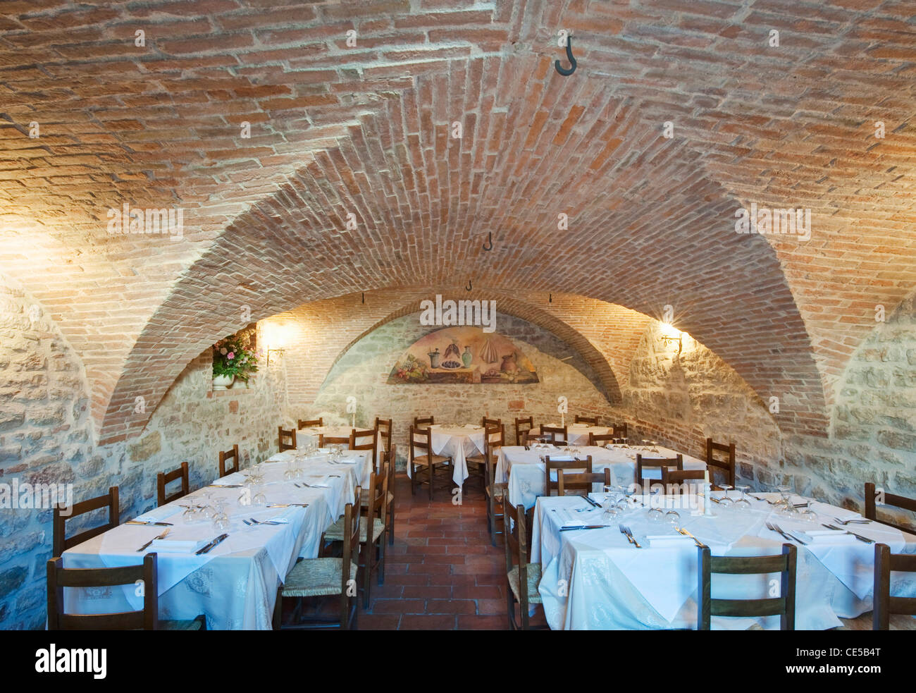 Europe, Italy, Umbria, Corciano, Il Convento Restaurant - This restaurant was originally a convent. Stock Photo