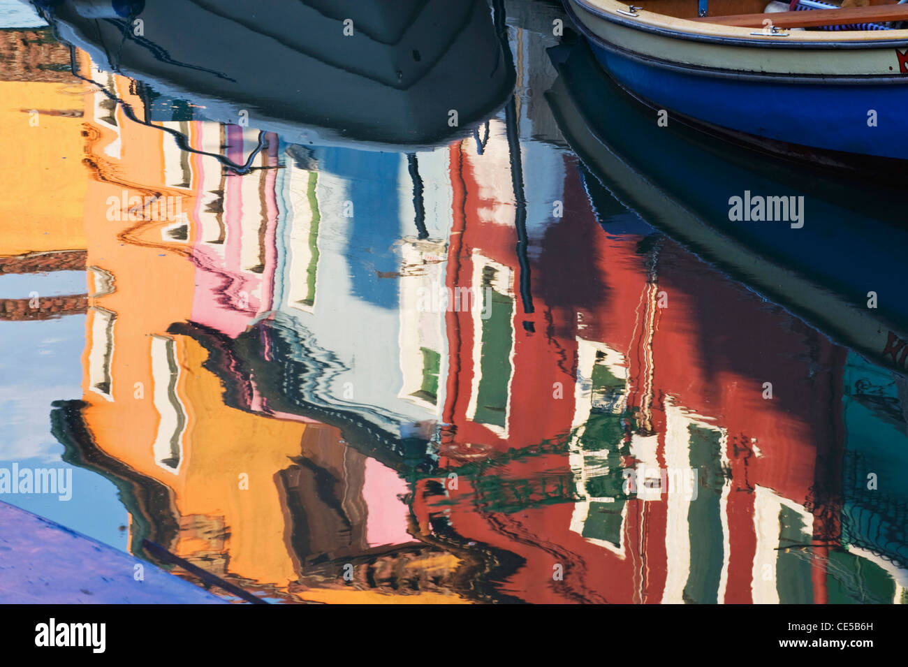 Europe, Italy, Venice, Burano, Canal Reflections Stock Photo - Alamy