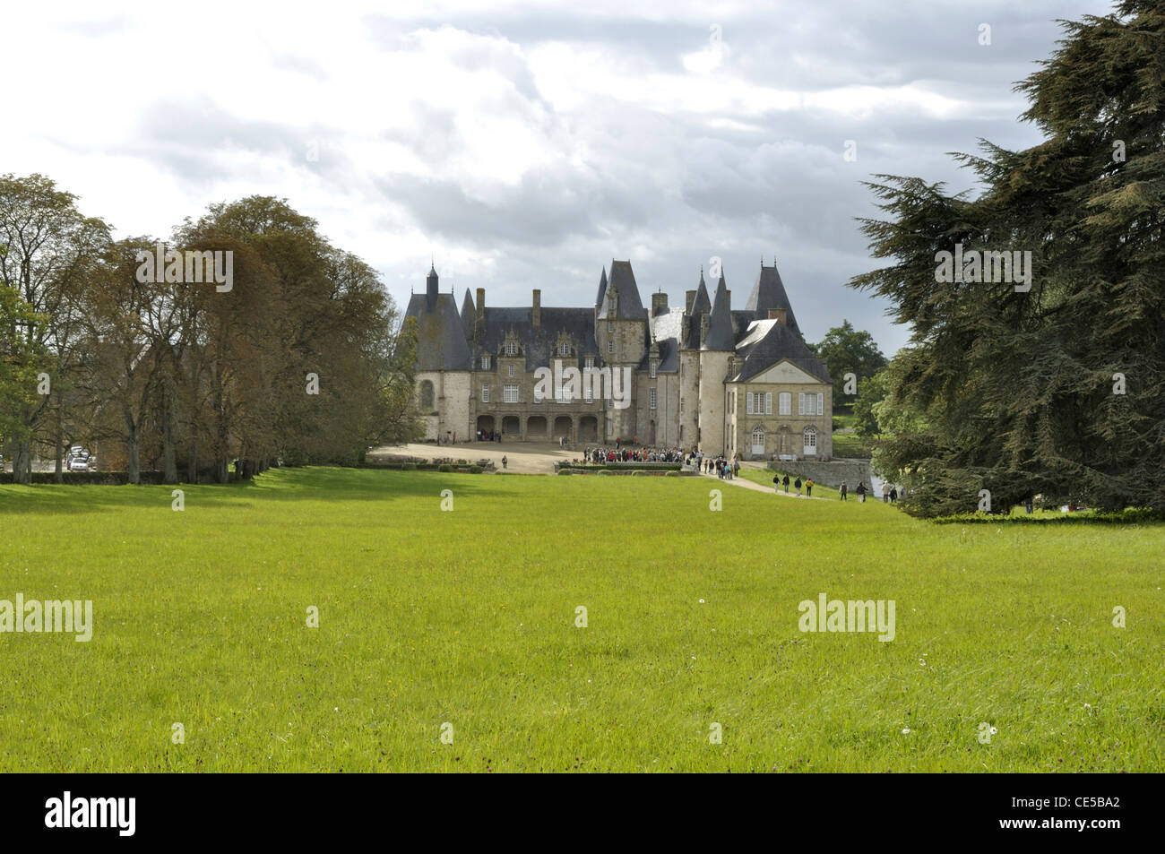 Castle Le Rocher (XVI), Mézangers (Mayenne, France). Stock Photo