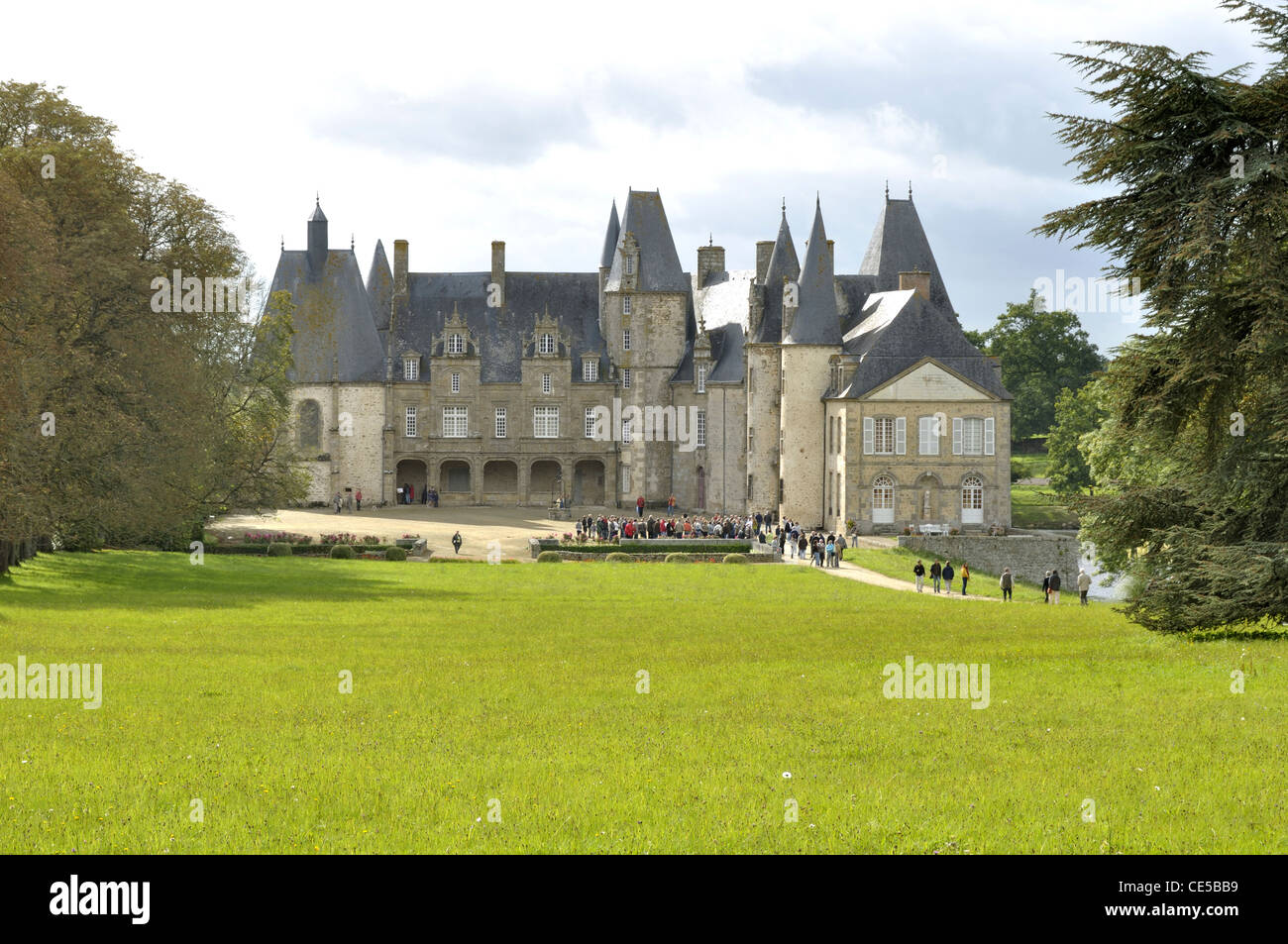 Castle Le Rocher (XVI), Mézangers (Mayenne, France). Stock Photo